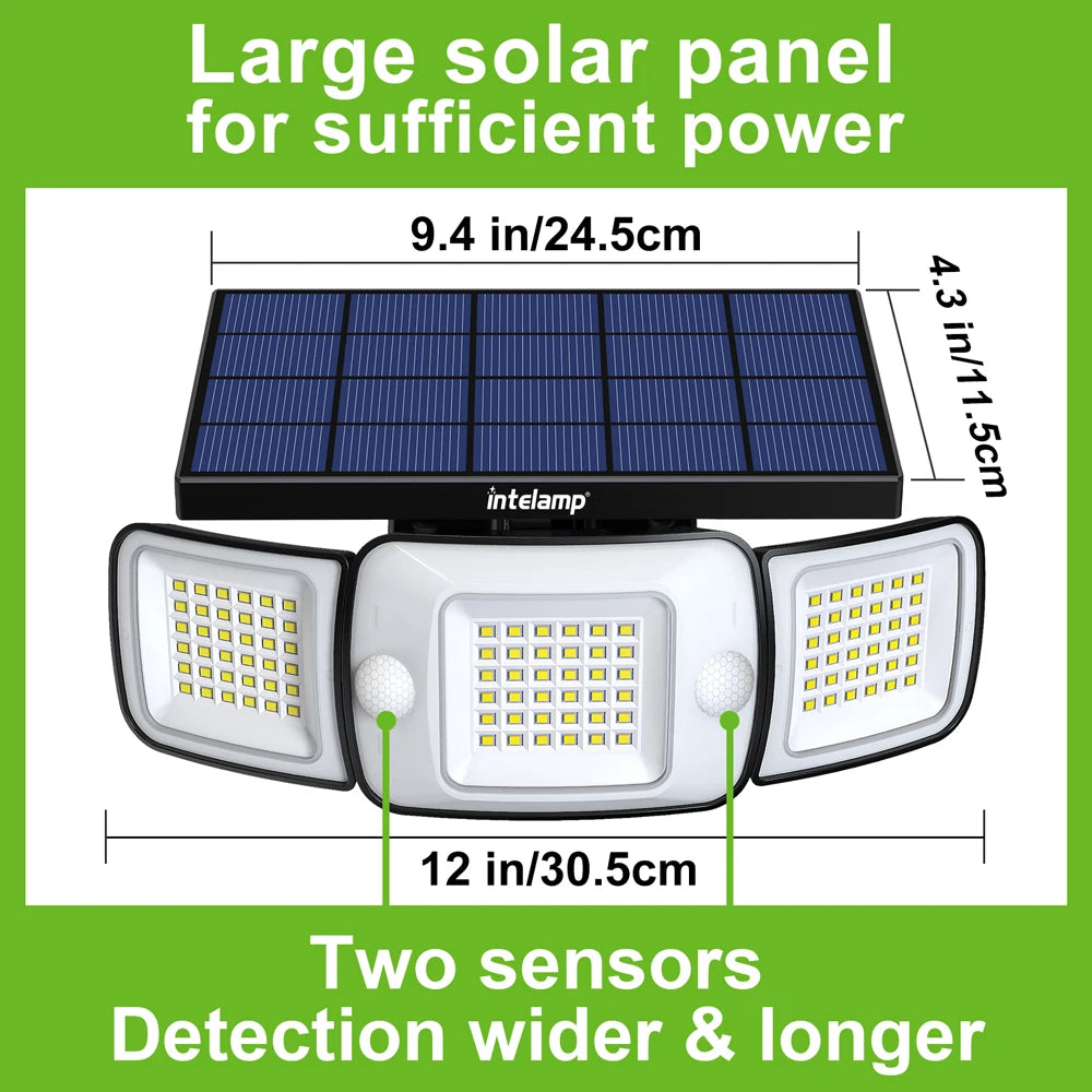 Top Brand Powerful 6000mah Outdoor Solar Lights With 3 Modes Two Motion Sensors Bright Light Wall Lamp For Garden Yard Garage