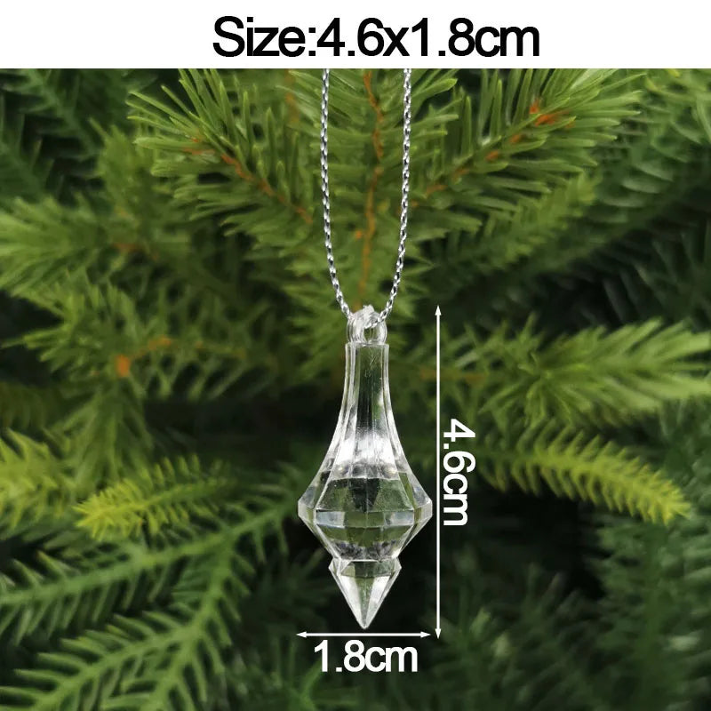 5pcs Christmas Home Decorations Crystal Acrylic Ornaments Snowflake Elk Xmas Tree Hanging Pendants Navidad 2025 New Year Gift