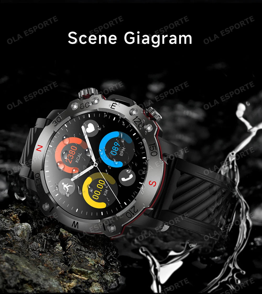 GPS Smart Watch 5ATM Waterproof Built-in Dual-band GNSS GPS Motion trajectory Military Sport Smartwatch Men 2025 New For Android