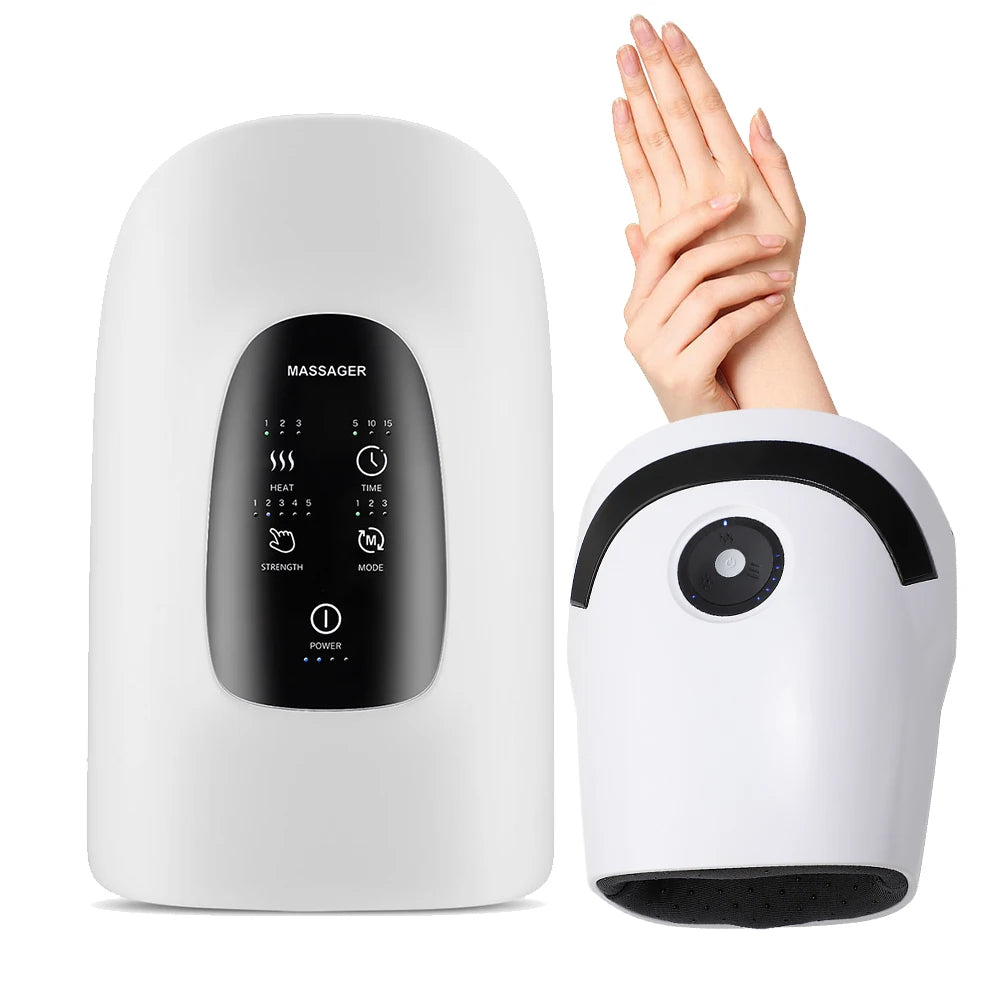 Cordless Hand Massager Machine for Wrist Arthritis Vibartion Heat and Pressure Acupoint Physiotherapy Palms Finger Compression