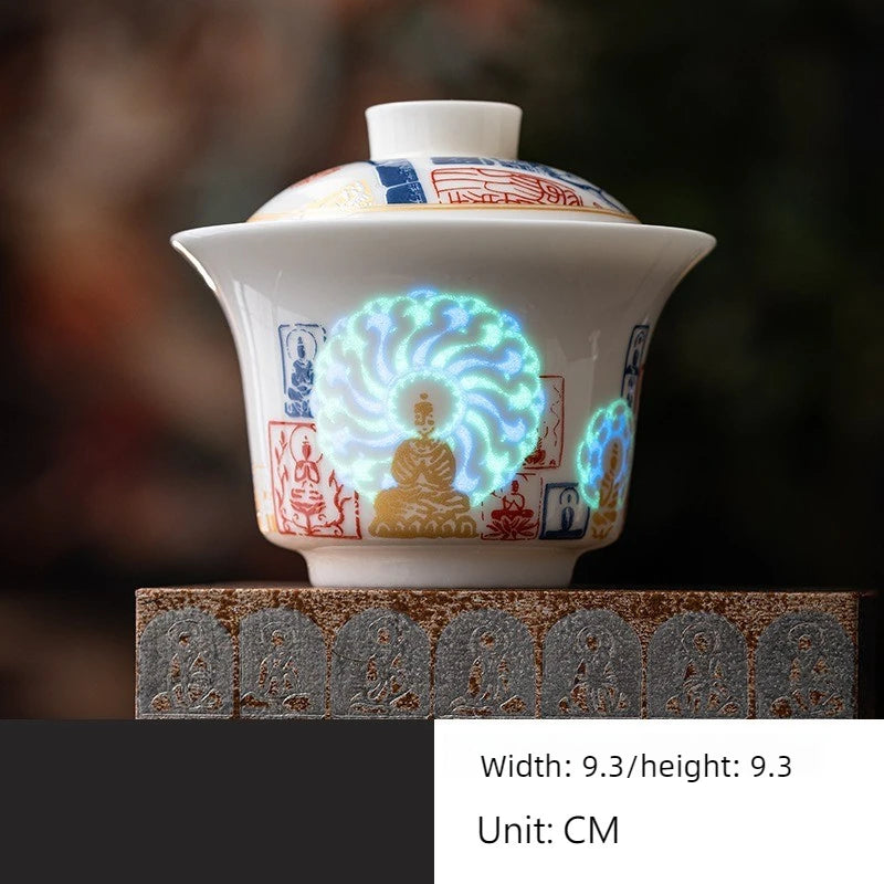 Chinese Style Dunhuang Buddhist Luminous Ceramic Tea Cup Personal Master Cup Household Drinking Gift Teacup