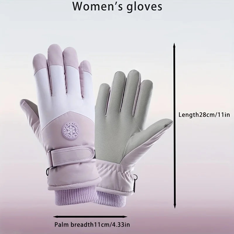 Winter Unisex Snowboard Ski Gloves PU Leather Non-slip Touch Screen Waterproof Motorcycle Cycling Fleece Warm Snow Gloves