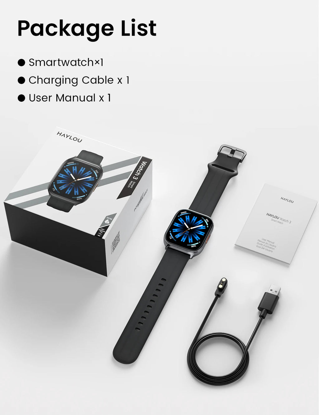 HAYLOU Watch 3 Voice Calling Smartwatch 1.85'' AMOLED Screen 24h Health Monitoring 150+ Sports Modes Smart Watch 1ATM Waterproof