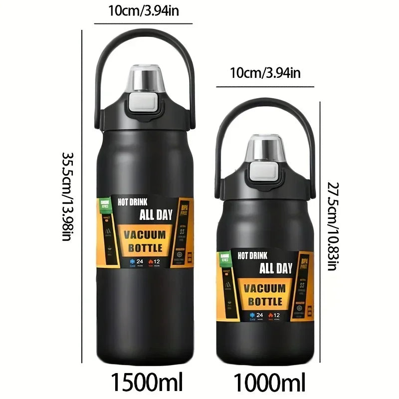 Thermos Vacuum Stainless Cup Thermal Cold Hot Insulated Stainless Steel Water Bottle with Straw Water Bottles