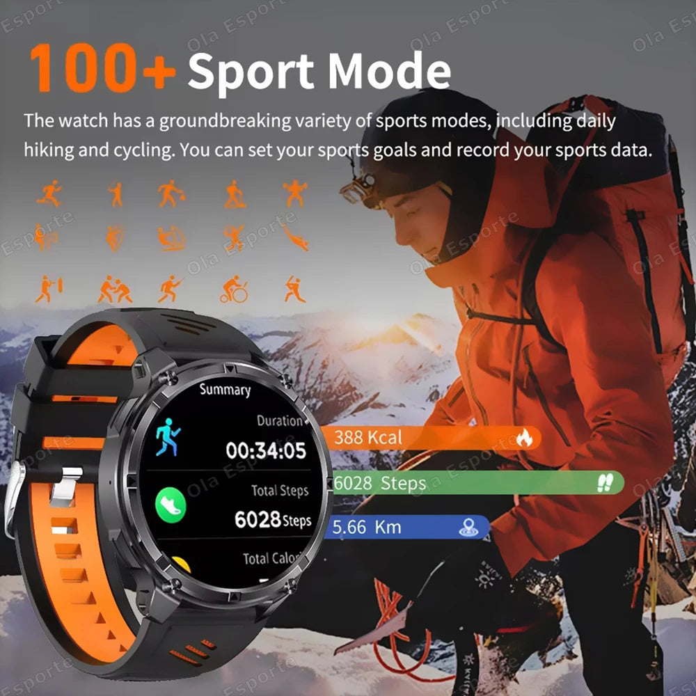 2026 Ultra 1100Mah Battery Military Smart Watch Men 1.7"AMOLED GPS Path 5ATM Waterproof Sports Compass LED Flashlight Smartwatch