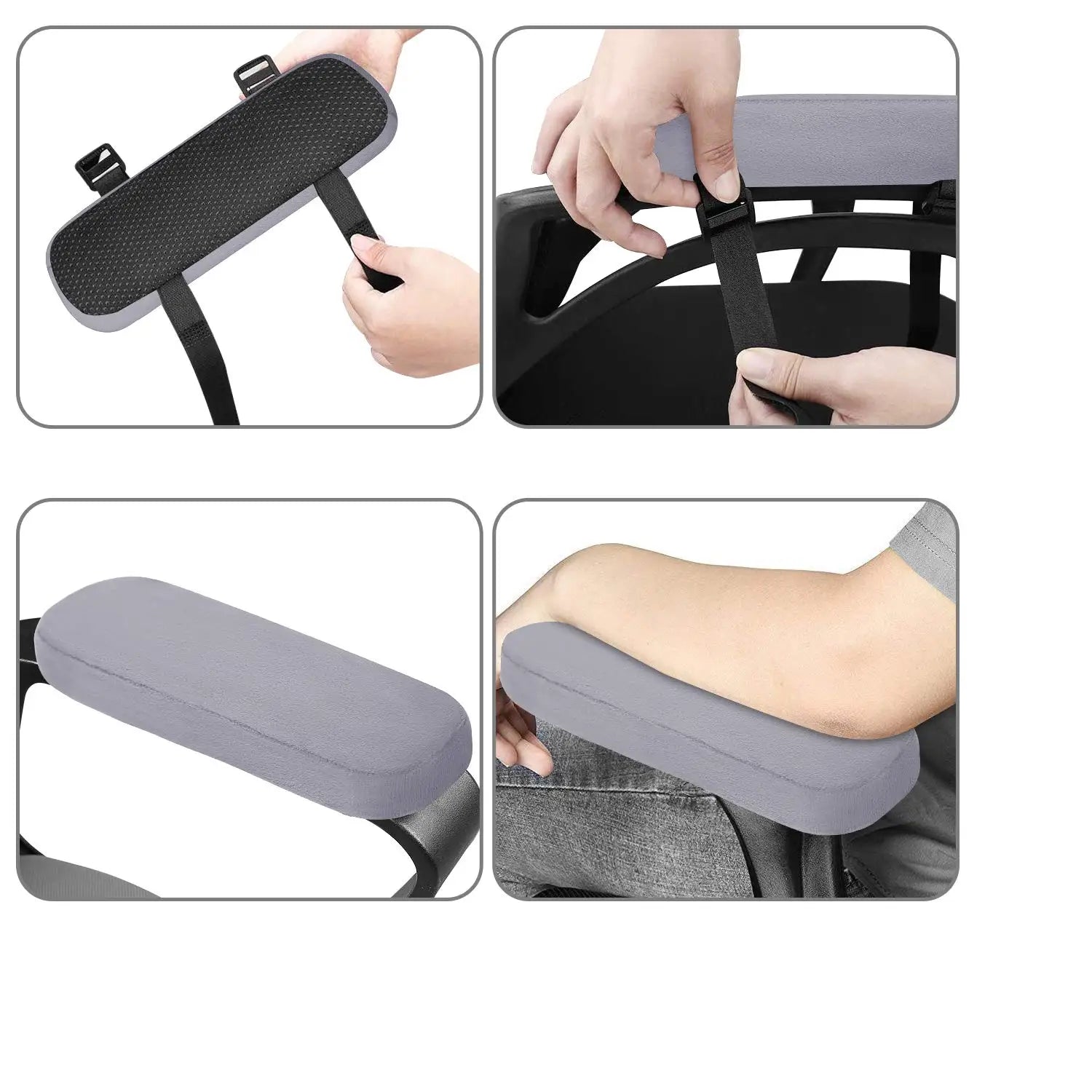 2/6Pcs Office Chair Arm Pads,Soft PU Sponge Arm Rest for Desk Chair Gaming Chair,Arm Rest Cover Elbow Support,Removable Cleaning