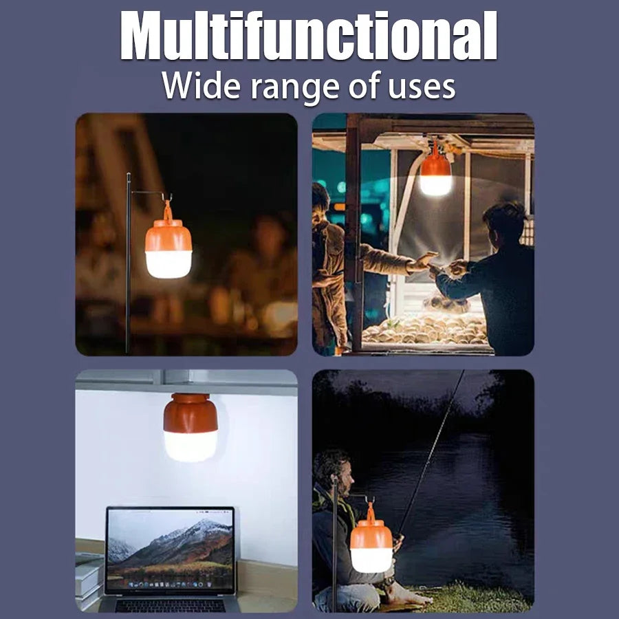 500W LED Camping Lantern USB Rechargeable Portable Lamp Bulb Flashlight with Power Display Emergency Light for Outdoors Fishing