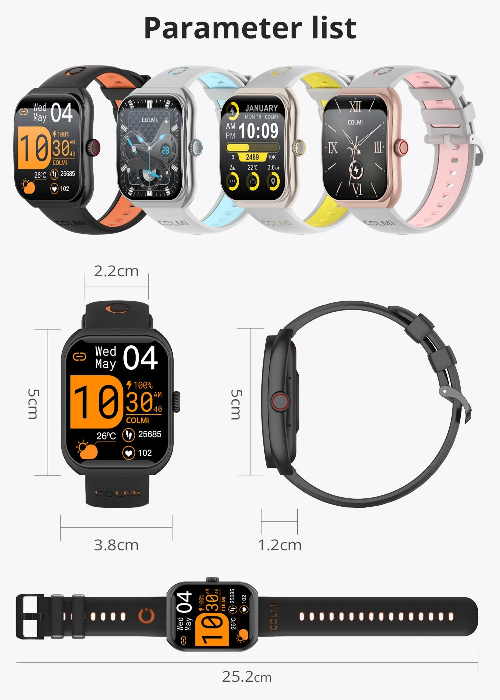 New COLMI P86 1.93" AMOLED Smartwatch Men Health Manager Bluetooth Call IP68 Waterproof Smart Watch Women For Xiaomi iOS Phone