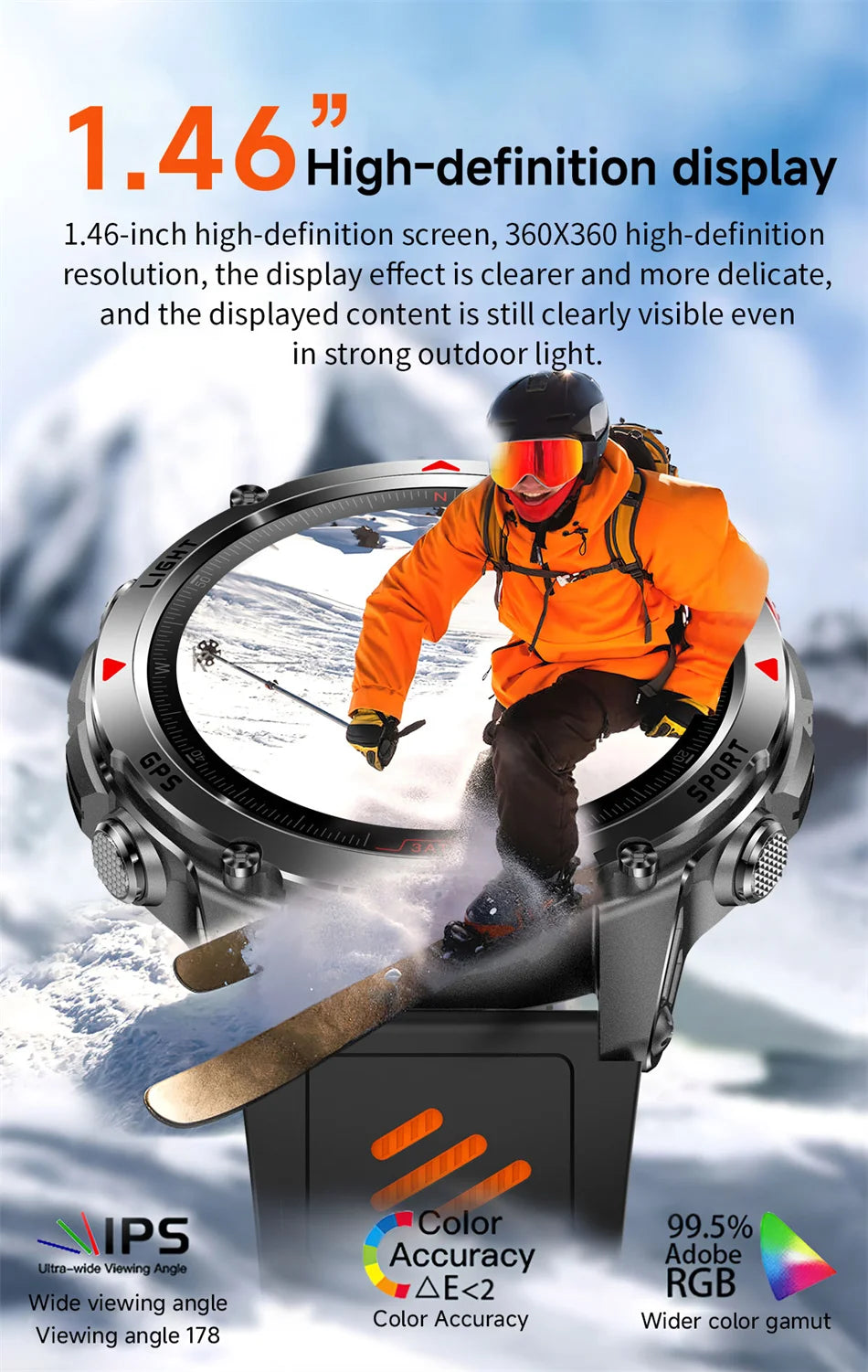 T-Rex 3 Built-in Dual-band GPS Smart Watch Men Smartwatch Compass Altimeter Barometric 5ATM IP69K Waterproof AMOLED HD Watches