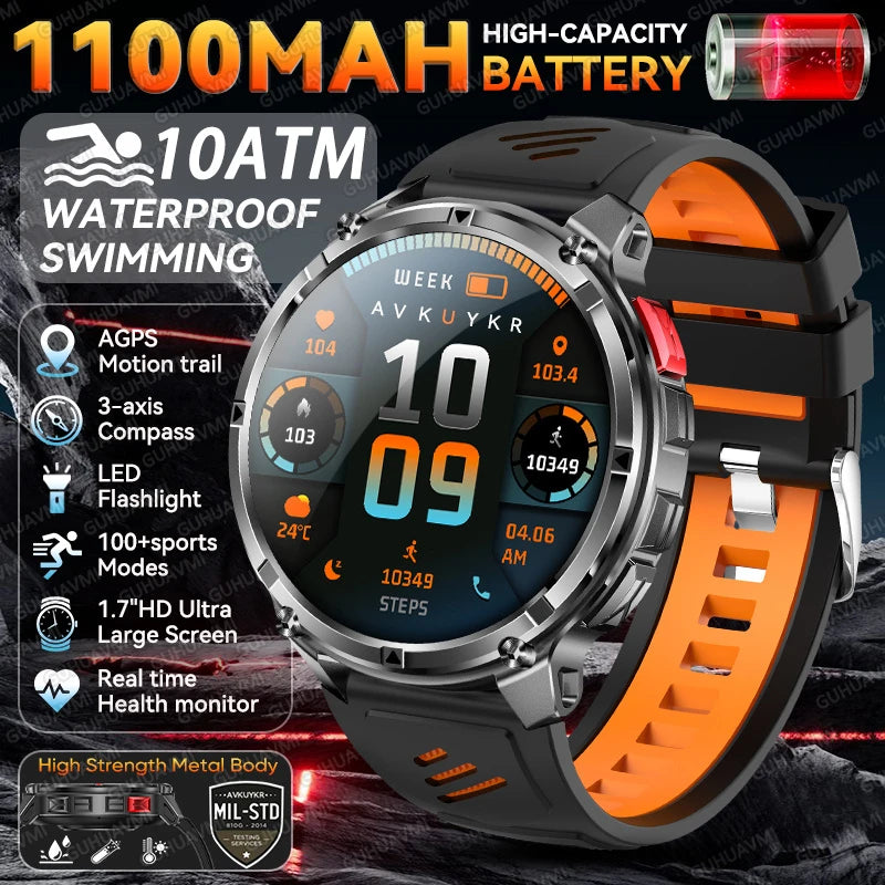 2026 New T-Rex 3 Pro Smart Watch 1100mAh Long Battery Dual-Band GPS 10ATM Waterproof Military Grade Sports Outdoor Smartwatches