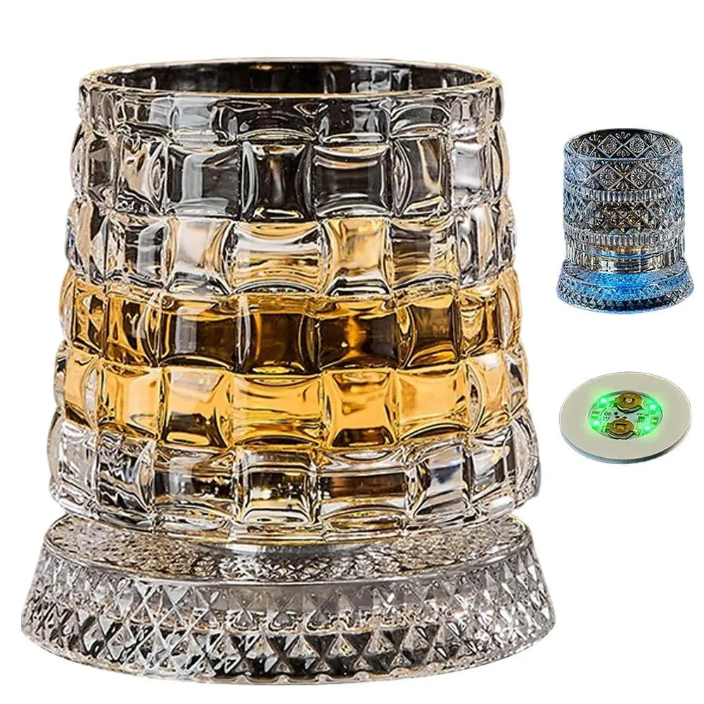 1set 260ML Rotating Whiskey Glass Creative Crystal Premium Beer Cup Str Relief Liquor Cup With Base Straight Drink Mold Wine Gla