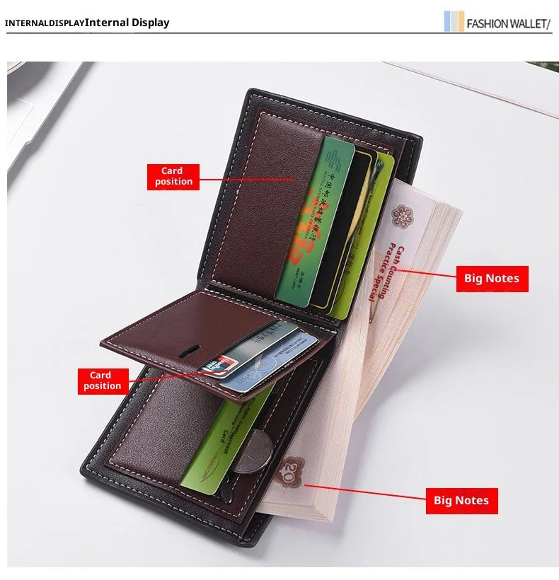 New Style Multi Card Slot Leather Wallet for Men Hand Woven Fashion Simple Ultra Thin Coin Purse
