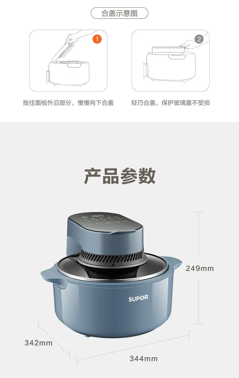 Visible 5L Large Capacity Air Fryer: Intelligent Household Oil-Free Steam Fryer.