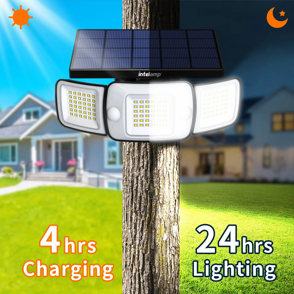 6000mah Light All Night Outdoor Solar Lights With 3 Modes Two Motion Sensors Wall Lamp Street Light For Garden Yard Path Garage