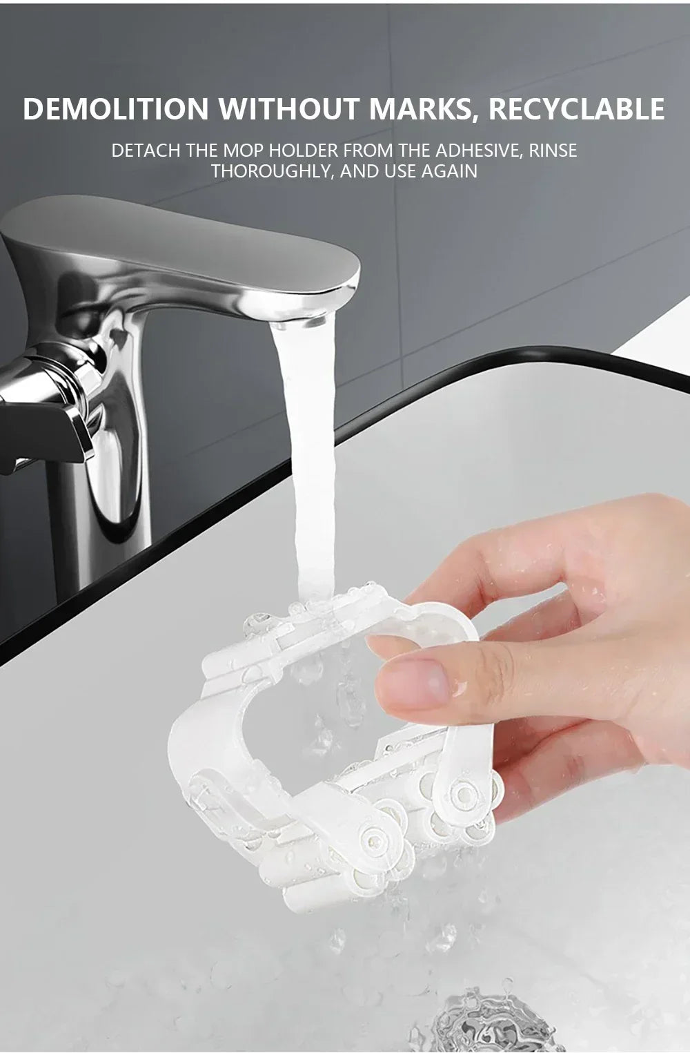 Home Storage Rack wall hanging shelf Bathroom  shower holder storage Traceless Hook Mop Organizer Waterproof Broom Hanger