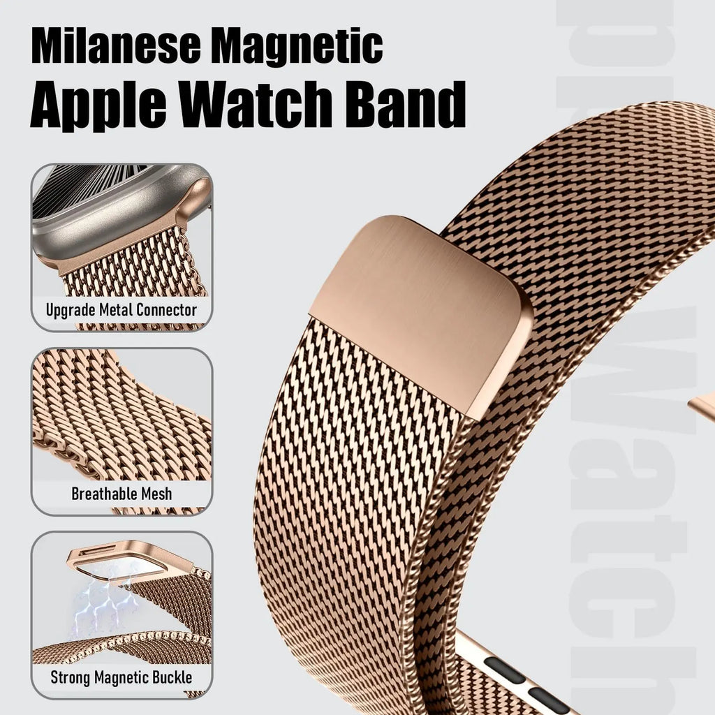 Fashion Steel Mesh Milanese Strap for Apple Watch Ultra 3 2 1 49mm 11 10 46/42mm Wristband IWatch 9 8 7 6 5 4 SE3 45-44-41-40mm