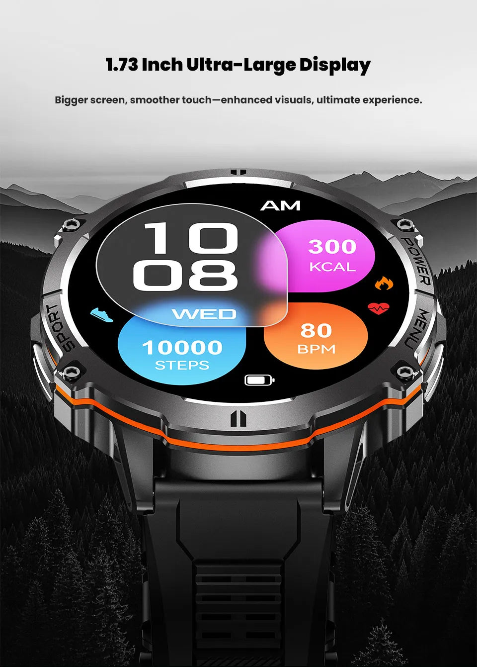 2026 Newly upgraded GPS Military Sports Smart Watch 1000mAh 1.7-inch AMOLED Compass Altimeter Call 10ATM Waterproof Sports Watch