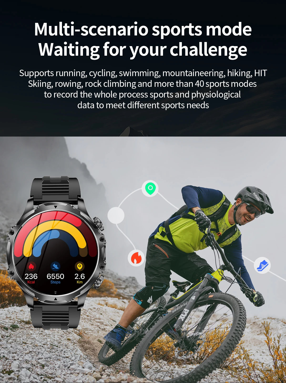New 1000mah Long Standby AMOLED Smart Watch Men Sports Fitness LED Flashlight 3ATM Waterproof BT Call Smartwatch Men +GiFt