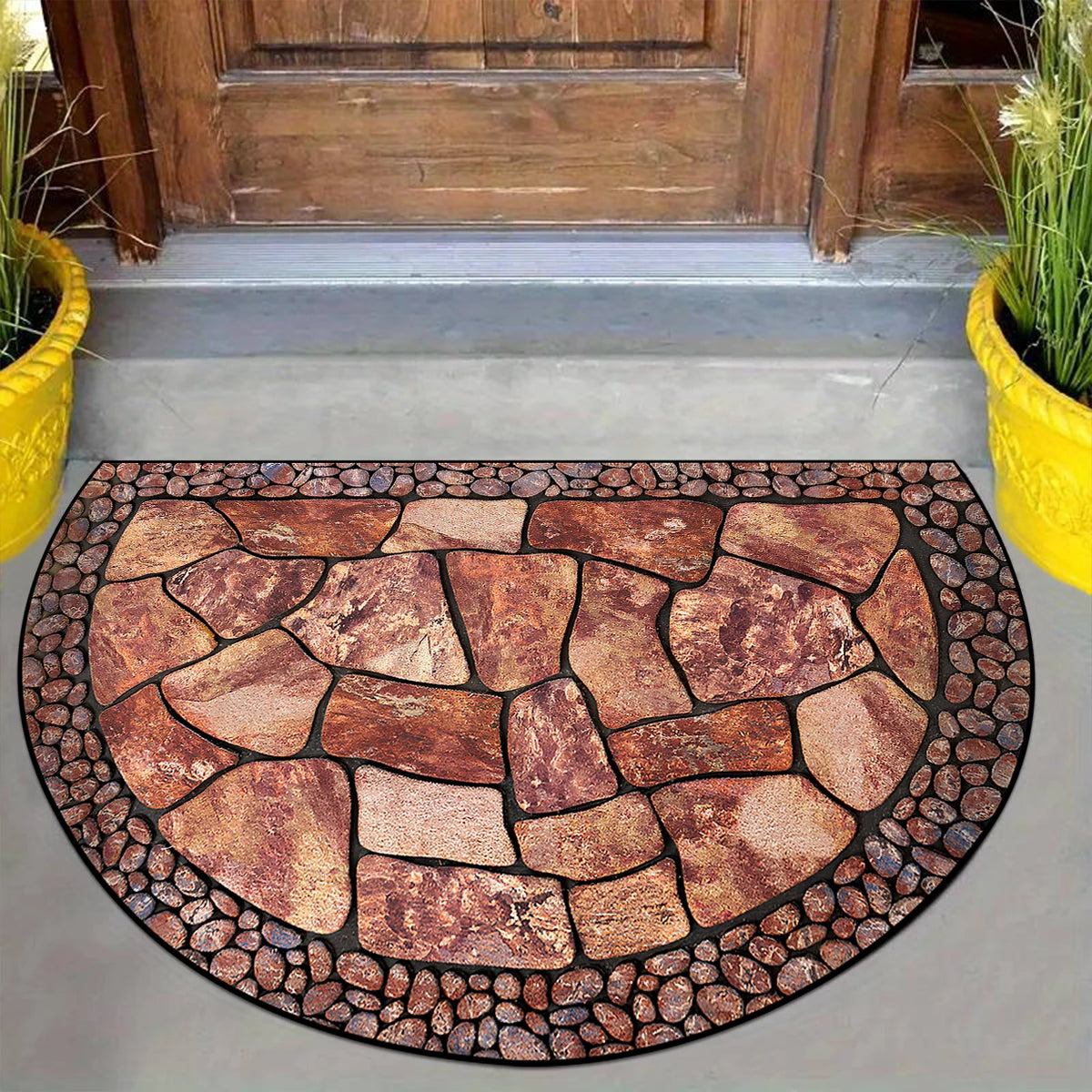 Entrance Carpet Anti-slip Dirt-resistant Wear-resistant Door Rug Semicircular Imitation Marble Texture Welcome Floor Mat 현관 카펫