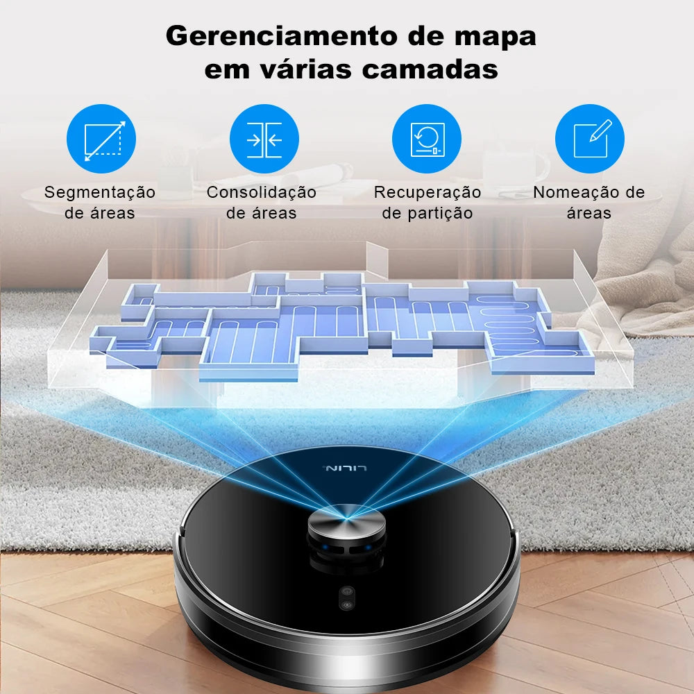 Robot Vacuum Cleaner Liectroux/Lilin X6, LDS Lidar Laser System,6500Pa,Multi-Floor Maps,Y Shape Wet Mop,Multilingual Voice
