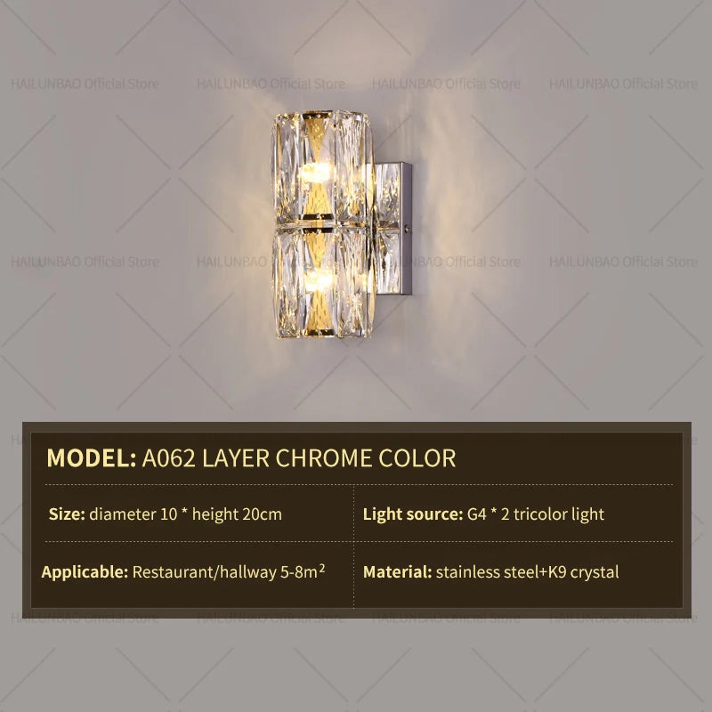 Light Luxury Crystal Wall Lamp Creative Villa Living Room TV Background Wall Lamp Network Red Modeling wall Bedroom Bedside Lamp