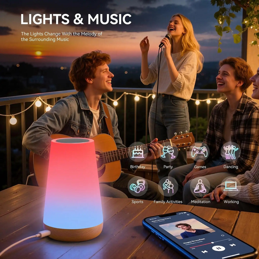 Tuya Smart APP WIFI table lamp, ambient bedside lamp, remotely controlled bedside lamp, night light with multiple lighting modes