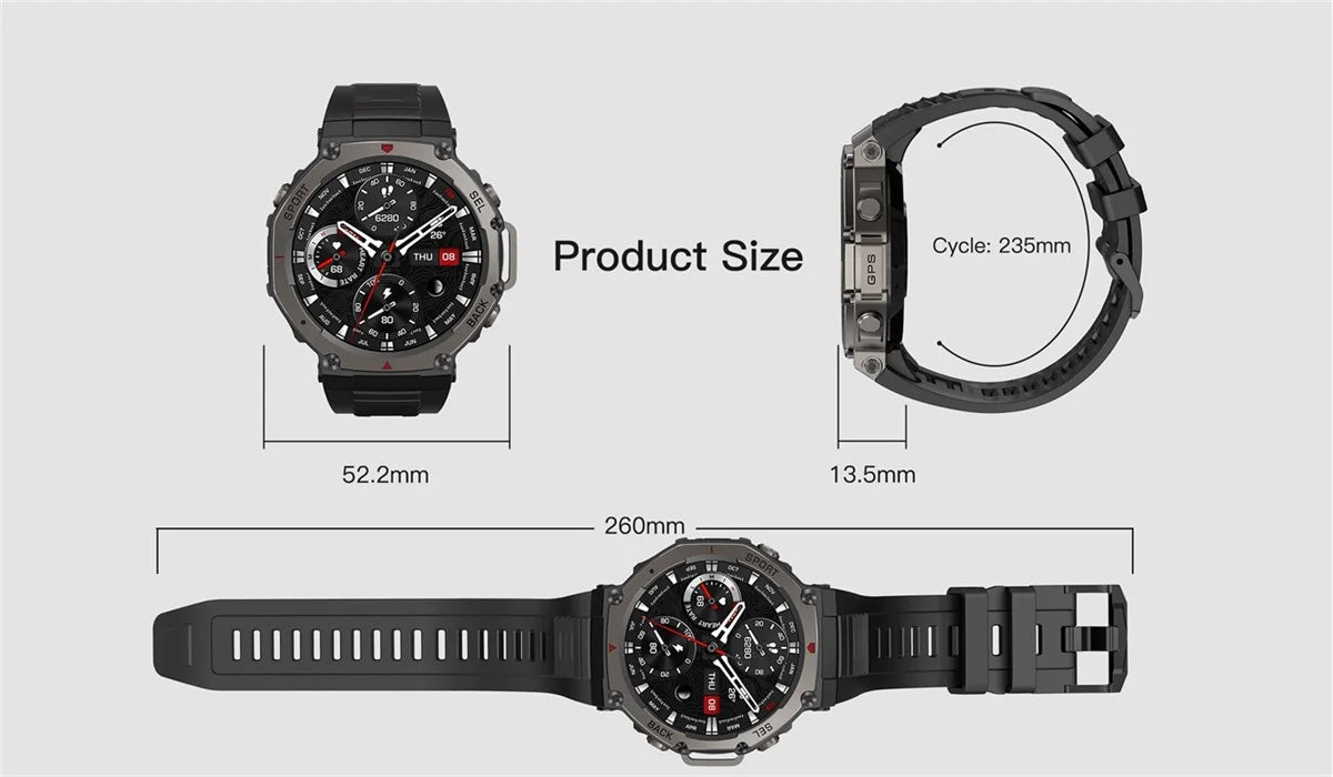 New GPS Smart Watch Men Compass Altimeter Barometric 5ATM Waterproof AMOLED HD Watch Bluetooth Call Heart Rate Sport Smartwatch