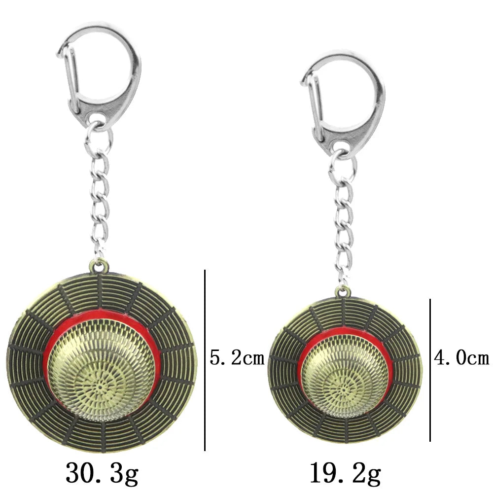 Classic Anime Keychain Straw Hat Pendant Metal Key Chains For Fans Cosplay Keyrings Accessories Jewelry