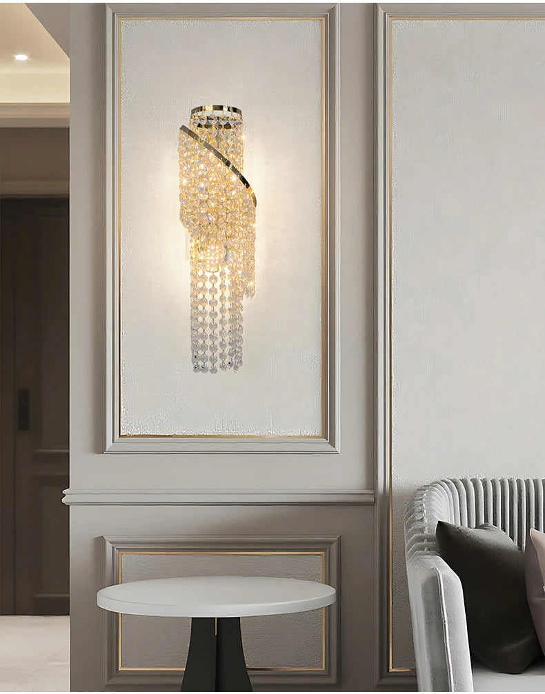 Luxurious Golden Crystal Wall Lamp - Led Wall Lamp. Suitable For Living Room, Bedroom, Corridor And Home Decoration.