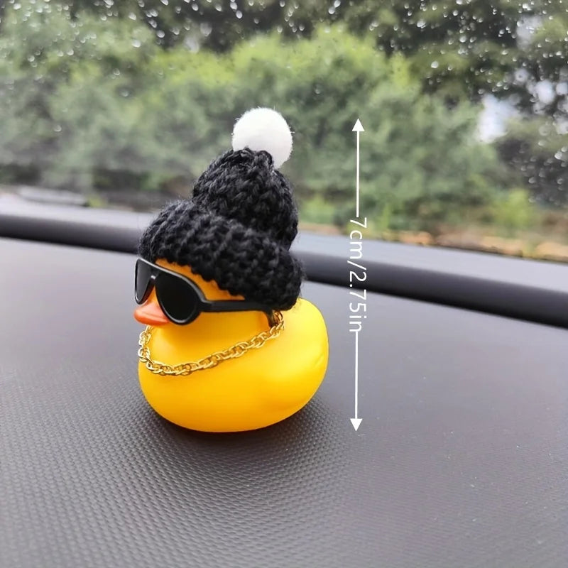 1PC Cute Black Knitted Hat and Sunglasses Car Accessories, Car Decorations, Festival Gifts