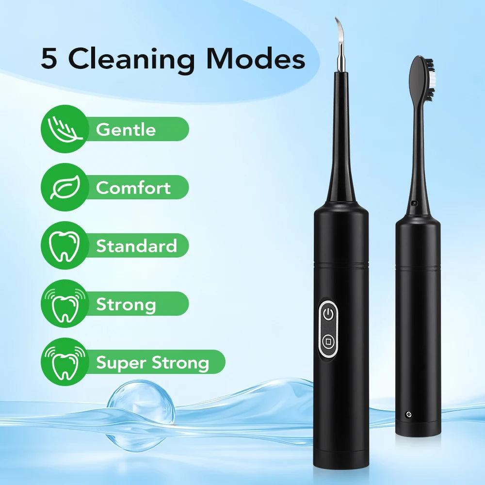 Electric Teeth Cleaner 6-gear Modes Portable Toothbrush Tartar Remover High Frequency Vibration Tartar Cleaning Whitening Teeth
