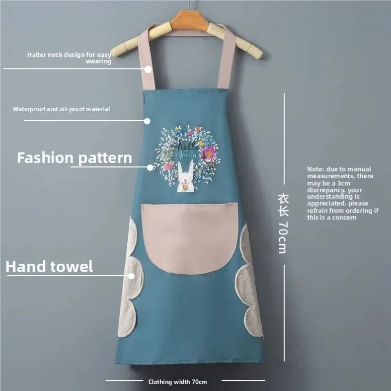Home-use Washable Kitchen Apron for Cooking Waterproof and Oil-proof Fashionable for Men and Women Adult Workwear