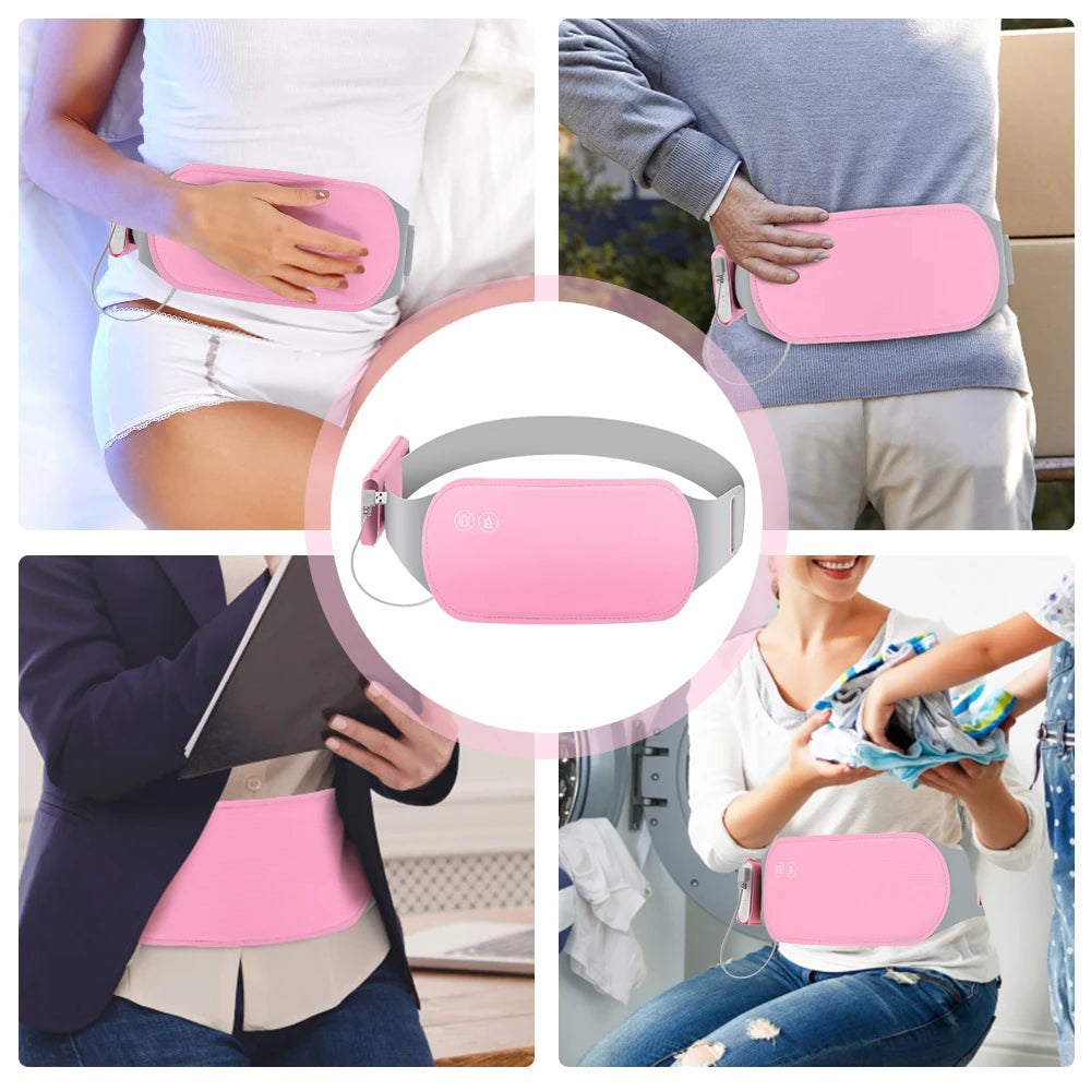Eelctric Period Cramp Massager Vibrator Heating Pad For Menstrual Warm Uterus Belt Waist Back Massager Women Gift