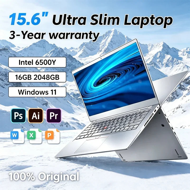 High Performance Intel 6500Y 15.6" Slim Light Notebook 32GB RAM 2TB SSD 5000mAh Win11 Business & Gaming Laptop