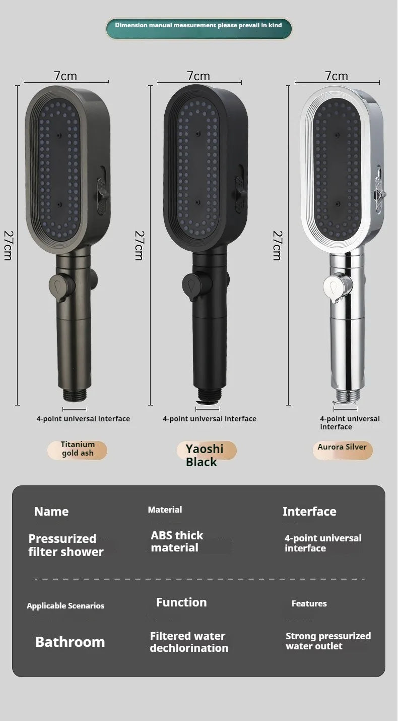 3 Modes Powerful Shower Head Anti-clogging and Easy To Clean Anti Anti-limescale Shower Head Handheld Flexible Bath  Shower Head