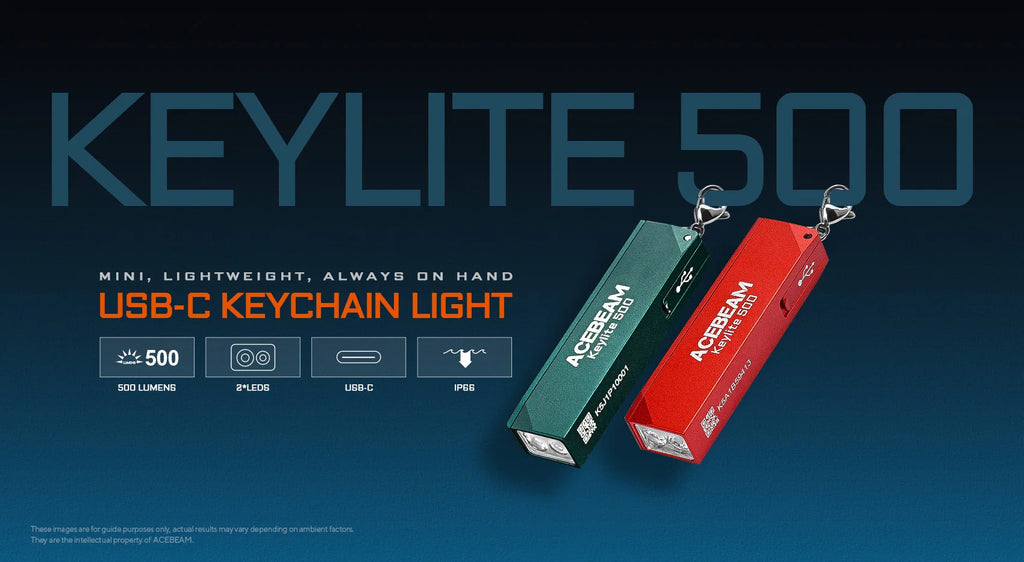 ACEBEAM Keychain Flashlight Keylite 500 EDC Rechargeable Flashlights With Self Defense Strobe Mode Dual LED Light Camping Work