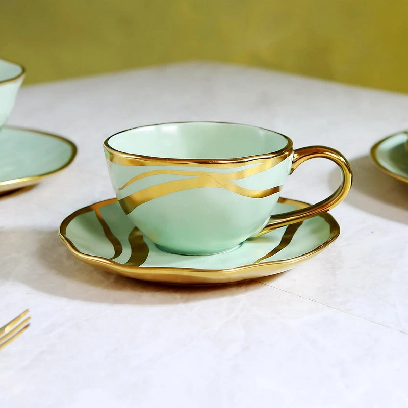 European style gold-plated ceramic Western food plate, hotel Western restaurant, home fruit pastry plate