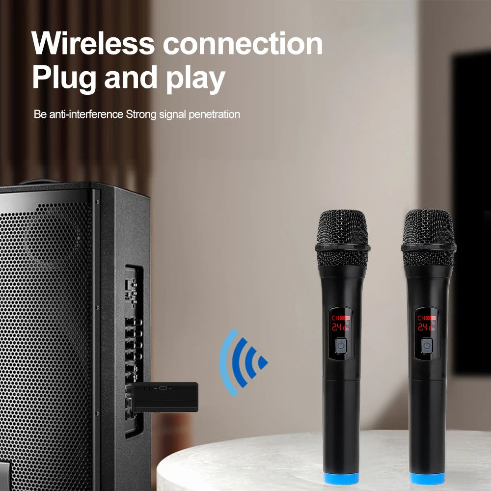 Wireless Microphone Handheld Micphone 2 Channels UHF Fixed Frequency Mic For Party Karaoke Professional Church Show Meeting