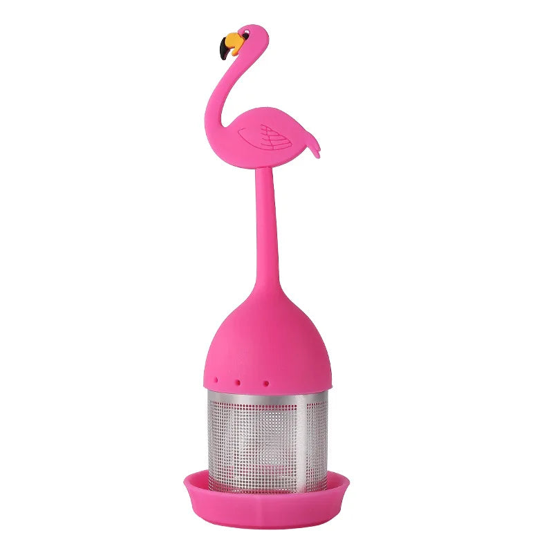 Creative 304 stainless steel silicone tea ball tea maker flamingo tea filter summer theme tea filter
