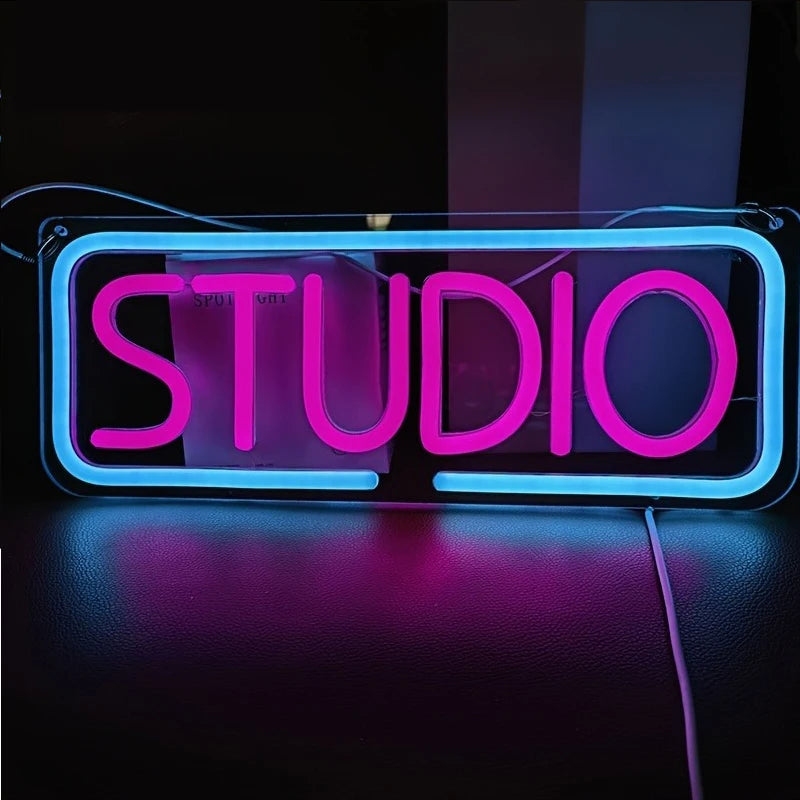 Studio Neon Sign LED Letter Neon USB Powered Dimmable for Music Studio Club Home Party Wall Art Decor