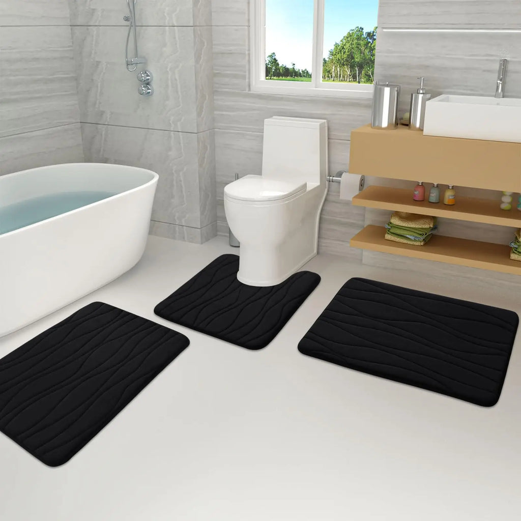 Olanly Memory Foam Mats For Bathroom Highly Absorbent Non-slip Bath Rugs Super Soft Comfort Carpet  Machine Washable Shower Mats
