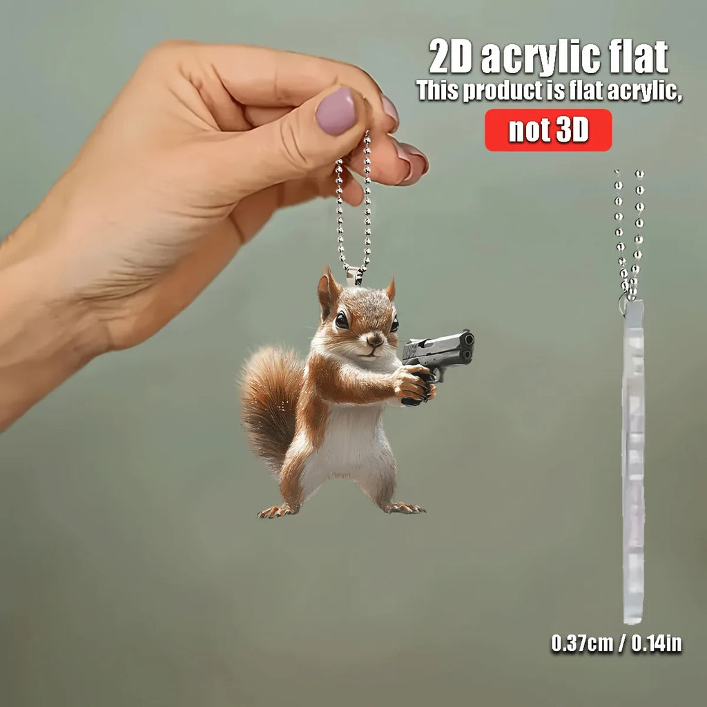 2D Funny Squirrel With Pendant Used for Car Hanging Decoration Fun Decoration Home Decoration Backpack Accessories keychains