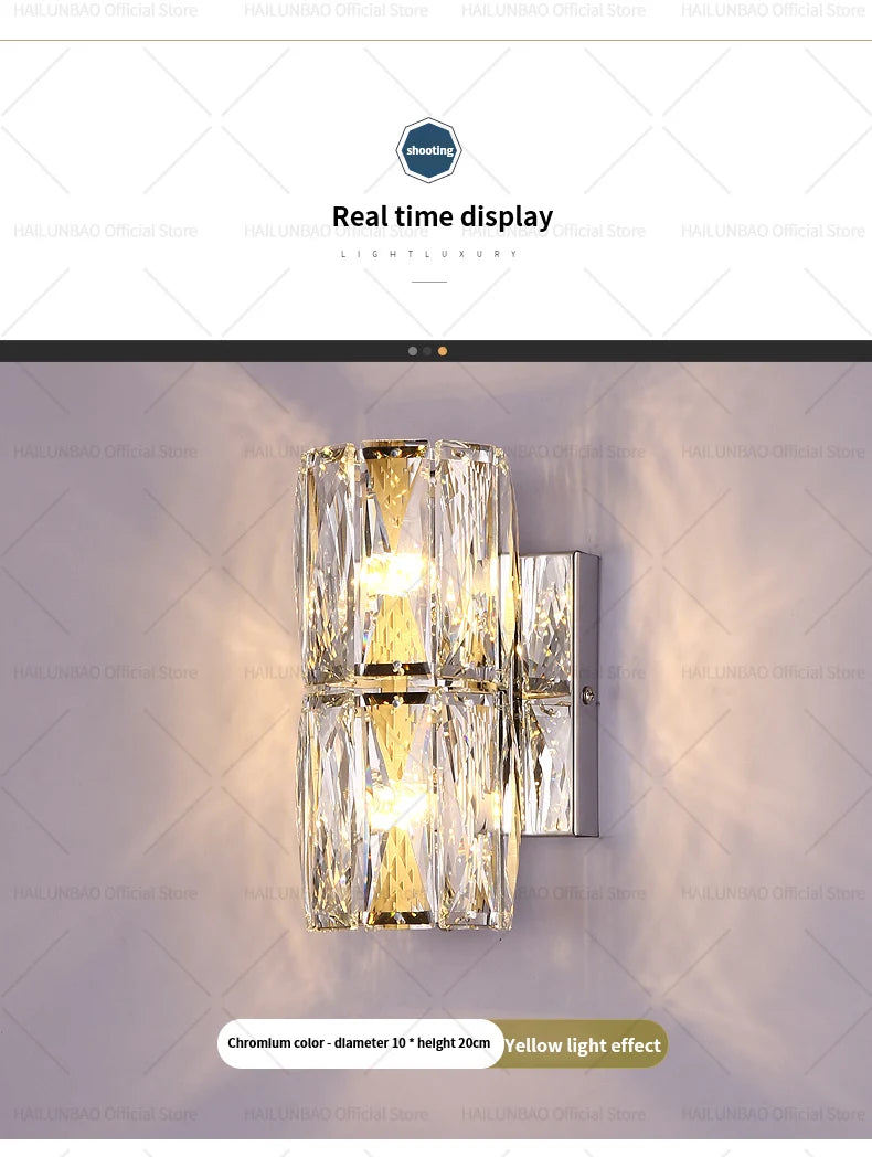Light Luxury Crystal Wall Lamp Creative Villa Living Room TV Background Wall Lamp Network Red Modeling wall Bedroom Bedside Lamp