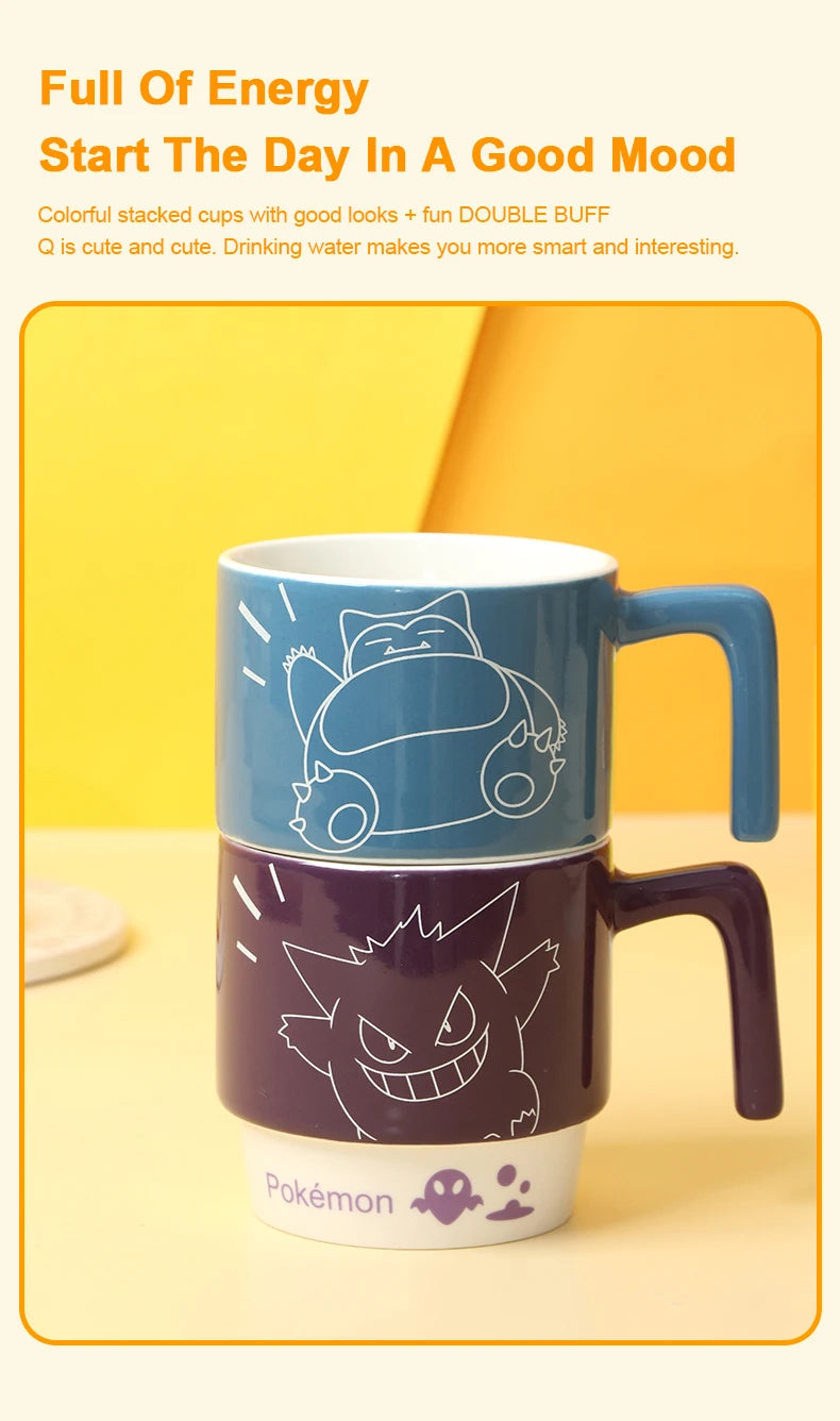 SHUNXIANG Pokémon Licensed Cartoon Ceramic Mugs Stackable Coffee Milk Tea Cups Cute Pattern Children Milk Cup Gift