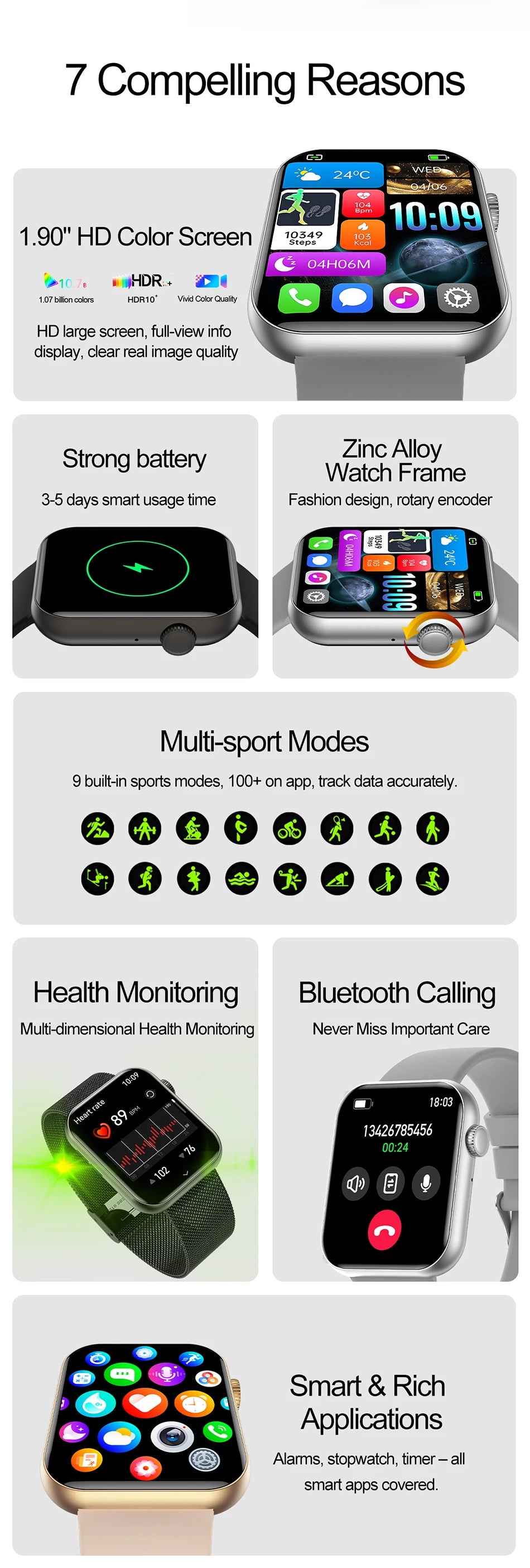 2026 New Popular Smartwatch Full Touch Screen Bluetooth Call Heart Rate IP68 Waterproof Watches Sports Bracelet SmartWatch Women
