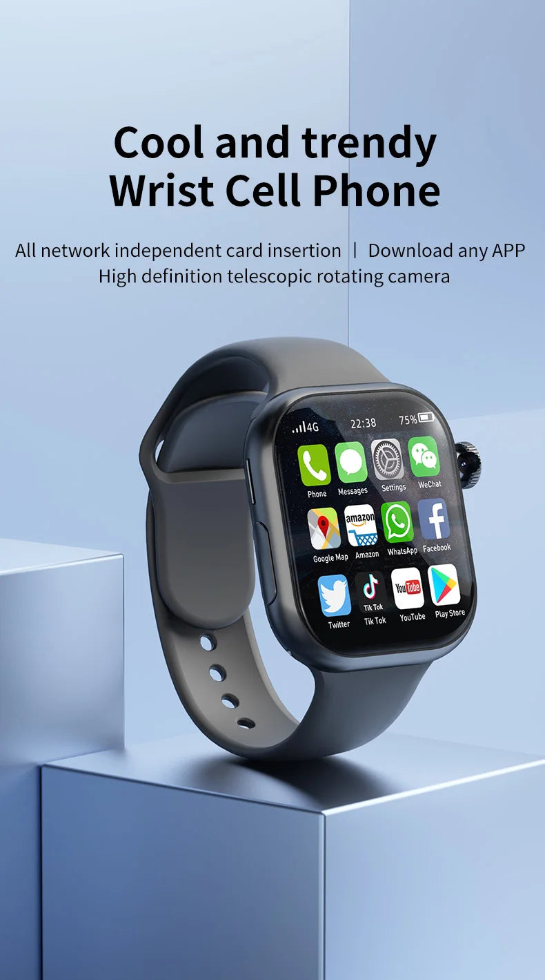 Goldenspike VP19 Smart Watch 2.29inch Amoled Smartwatch Android 9.0 Sim Card With 800W HD Rotary Camera GPS WIFI APP Store 256GB