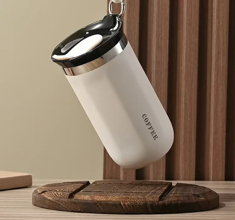 350ML 500ML Insulated Coffee Tumbler Stainless Steel Travel Mug with Lid Rope Handle Portable Thermal Cup for Car Office