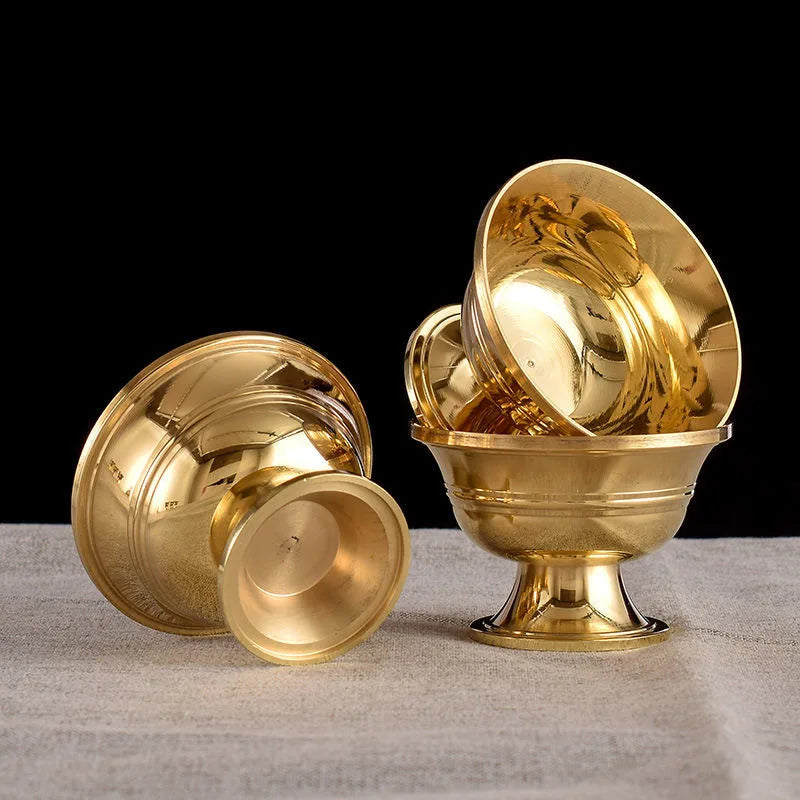 7pcs Brass Tantric Bowl Auspicious Luster Goblet Tibetan Bowl 5.7cm Holy Water Cup Buddhist Home's Gift Desktop Decorative