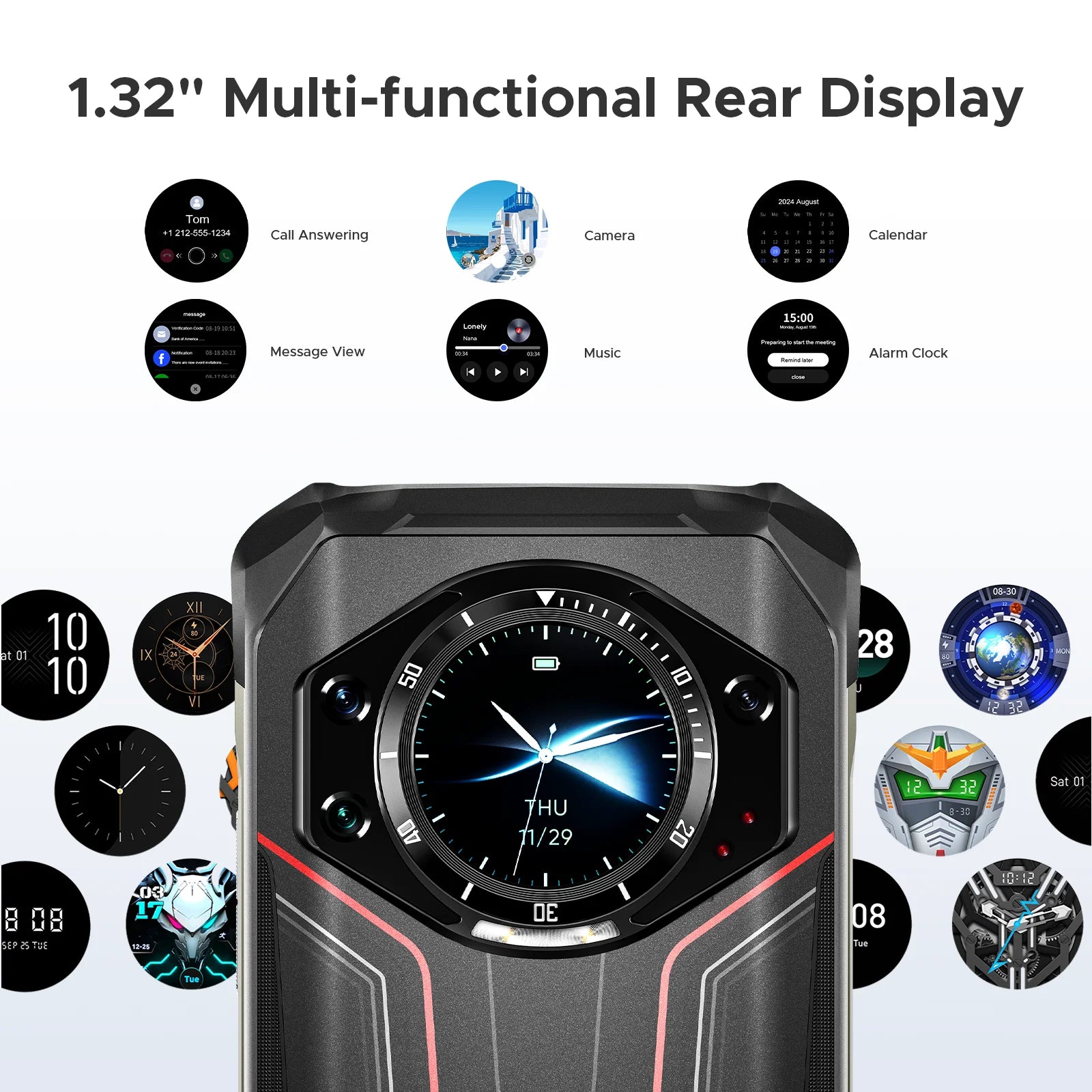 DOOGEE S119 Rugged Phone 1.32" Rear Display 6.72" 32GB(8+24) 512GB 100MP Main Camera 10200mAh Large Battery NFC Cellphone