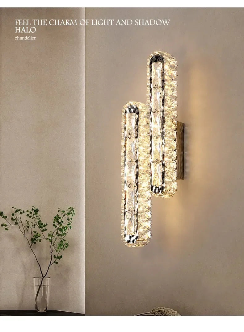 Postmodern Luxury Linear Crystal Wall Light Gold Metal Base G9 Led Wall Sconce 4 Styles Optional Bedroom Bathroom Hotel Lobby